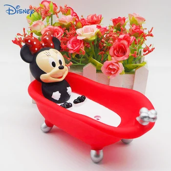 Disney Minnie Caixa de Sabão Sabão do Banheiro Titular Bandeja Kawaii Bonito para Crianças, Decoração de quartos de Suprimentos Ajudar a Criança a Lavar as Mãos Quentes de Brinquedo