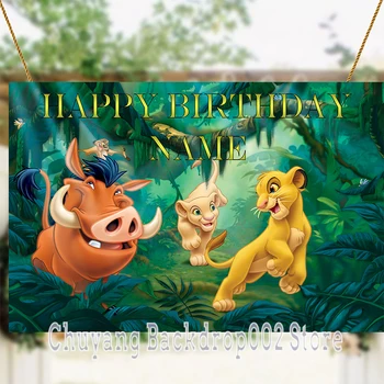 Disney Personalizado Cenário De Floresta De Simba, O Rei Leão Criança Menino Festa De Aniversário De Fotografias De Fundo Do Pôr Do Chuveiro De Bebê Banner Cartaz De Desenhos Animados