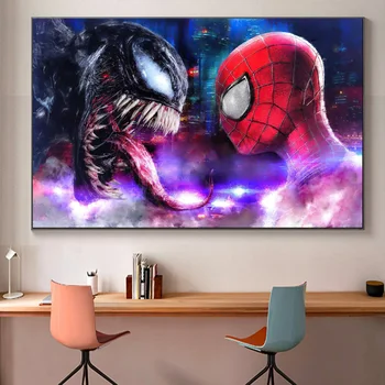 DisneyMarvel Super-Herói Homem-Aranha Vs Venom Filme Em Hd De Pôsteres E Impressões De Decoração De Casa De Arte De Parede Tela De Pintura Para Sala De Estar