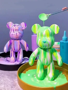 DIY Fluido Urso Escultura Artesanal Bearbrick Boneca Brinquedo Violento Urso Grafite Pintura Pai-filho Brinquedo de Presente de Enfeites para a Decoração Home