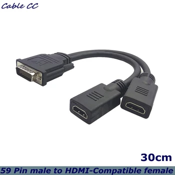 DMS 59Pin 2 compatível com HDMI Macho e Fêmea em Y Divisor de Cabo de Vídeo do Adaptador De Host do Computador, Placa Gráfica Dual Cabo de Vídeo