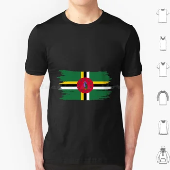 Dominica Bandeira T-Shirt 6Xl Algodão Legal Tee Dominica Dominica Bandeira Bandeira Do País de Dominica Caribe Padrão