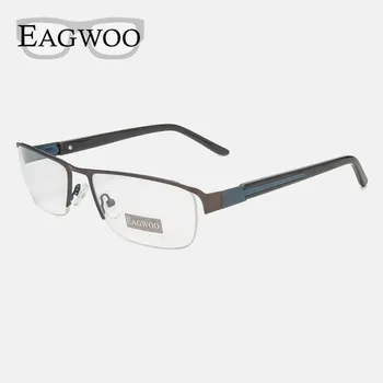 Eagwoo Rosto Largo Óculos De Meio Aro Moldura Óptica De Negócios Óculos Grande Espetáculo Com A Primavera Templo D9172