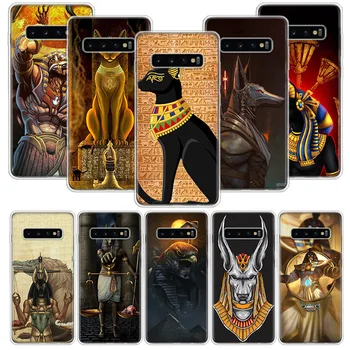 Egito Nefertiti Anubis Ankh Gato Telefone Case Para Samsung Galaxy S20 FE S21 Ultra S22 Mais S10 Lite S9 S8 J4, J6 J8 + Soft Coque