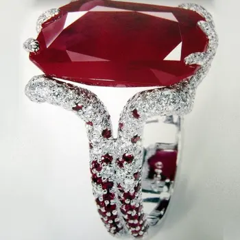 Encantador Zircão Vermelho Anéis Para As Mulheres Do Vintage Completo Jóia De Cristal Do Anel De Senhoras De Casamento Anel De Promessa Da Moda Feminina Anel De Noivado