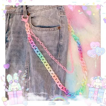 Encantos Candy Color Multi Camada De Chaveiro Para As Mulheres Garota Resina Bonito Moda Jeans De Cintura De Calças Chave Da Cadeia De Acessórios, Jóias De Novo