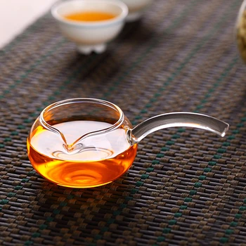 Engrossar resistente ao calor de vidro transparente copa lado virar a justiça copa do Kung Fu Copo de Chá de chá de separação cerimônia do chá acessórios