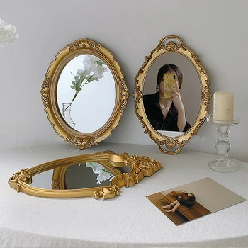 Espelho de maquilhagem Barroco Moldura de Espelho com um Escudo de Ouro Espelho de Parede Espelho Decorativo Placa Bandeja de Espelho Espelho Espelho para o Quarto