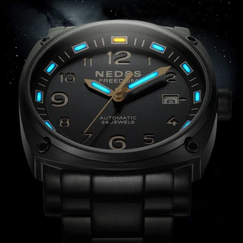 Esportes Relógio Automático Homens Militar NH35 Mecânica Relógios de pulso de Luxo Trítio Gás Tubo Luminoso Relógios NEDSS 2022 Masculino Relógios