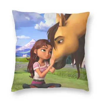 Espírito de Equitação Quadrado Livre Pillowcover Impressão de Decoração de Casa de desenhos animados Amante do Cavalo Capa de Almofada Jogar Travesseiro Caso para o Sofá Assento de Carro