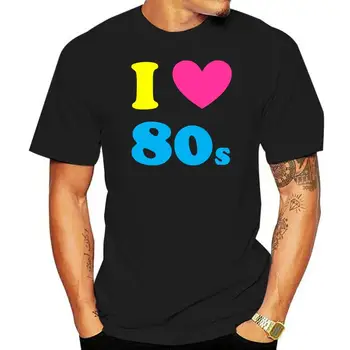 Eu AMO OS anos 80 Mens T-Shirt S-3XL Roupa Preta do Vestido de Fantasia da Mascote de Néon 80& Moda Homens T-Shirt Frete Grátis Superior Tee
