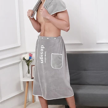 Extra Longo dos homens toalha de Banho engrossado macio de microfibra roupão de banho Magic Pocket Secagem Rápida Spa Nadar wearable roupão de banho