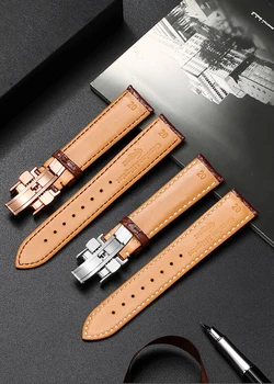 Faixa de relógio de Pele de Crocodilo Faixa de Relógio de Couro compatível para o Relógio Longines Cinta, com as Bandas Redondo de Textura pulseiras