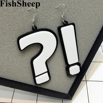 FishSheep Moda Acrílico Pergunta e ponto de Exclamação Brincos Grandes Para as Mulheres-Dama do Clube de Noite Dangle Brincos de Joalheria
