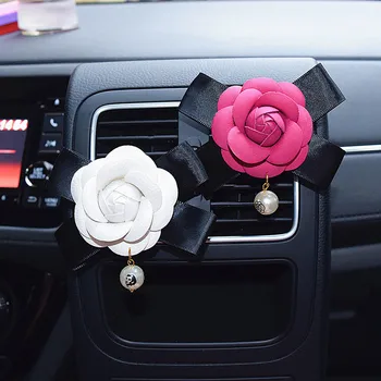 Flor de rosa Perfume do Carro de Ventilação de Ar Clipe Ambientador camellia Cheiro Difusor Decorativos Acessórios Automobilísticos