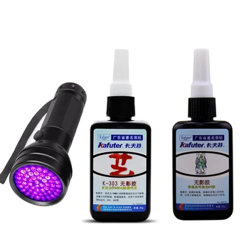 Forte 50ml Kafuter UV Cola de secagem UV, Adesivo K-302+51LED UV Lanterna de Cura UV Adesiva de Cristal de Vidro e de Ligação de Metal