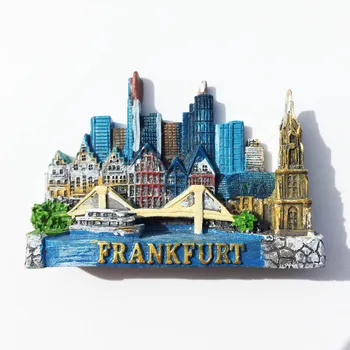 Frankfurt, Alemanha tridimensional do edifício resina, pintura, decoração do frigorífico adesivo de Viagem de Presente