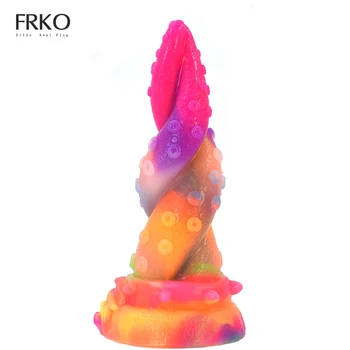 FRKO Luminosa Polvo Anal com Dildo Colorido Animal Pênis Adulto Bens Para as Mulheres de Silicone Plug anal Brilham No Escuro Sexules Brinquedos