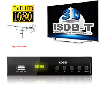 Full hd 1080P ISDB-T Decodificador de TV Digital Terrestre Receptor Para o Chile Brasil Peru VHF/UHF Receptor H. 264 MPEG-4 Set-Top Box de TV CAIXA