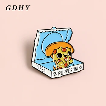 GDHY Bonito Pizza Cão de Estimação Esmalte Pins Personalizados Cachorro Broches de Lapela Saco Criativo Emblema Comida, Diversão Cão Jóia de Presente para as Crianças Amigos