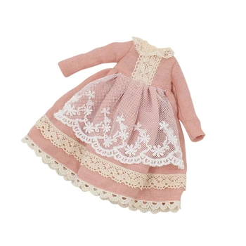 GELADO DBS Blyth boneca de brinquedo, vestido de luz cor-de-rosa vestido com rendas do Lenço senhora, vestido de roupas