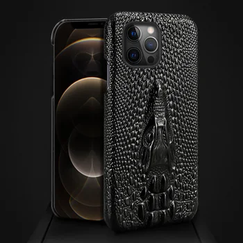 Genuíno 3D Cabeça de Dragão Telefone de Couro Tampa do Caso Para o iPhone 13 14 Pro Max Mini-12 11 12 Pro Max X XR XS 6 6 7 8 Plus SE de 2020