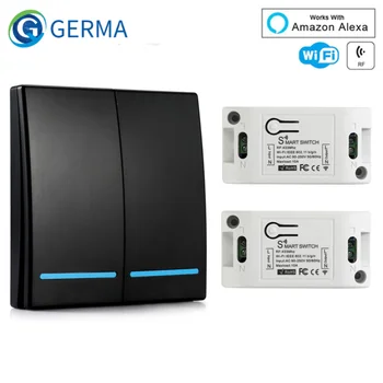 GERMA wi-Fi sem Fios RF 433Mhz Relé Receptor de Casa Inteligente Módulo de controlo de iluminação 220V AC + 86 Parede Controle Remoto Para a Lâmpada do Teto