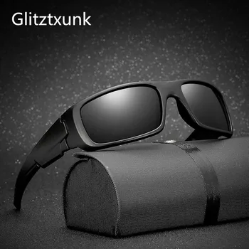Glitztxunk Óculos de sol Polarizados Homens Mulheres Marca de Designer de Condução Quadrado de cor Preta Armação Óculos de Sol Masculino Esportes de Óculos de proteção UV400 okular