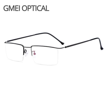 Gmei Óptico de Ultraleve Homens de Negócios liga de Titânio Liga de Óculos de Armação Quadrada de Óculos de têmpora Flexíveis Pernas IP Galvanoplastia Y2533