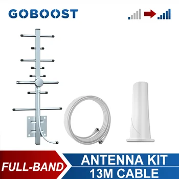 GOBOOST 2G 3G 4G Banda Completa 12 dBi Exterior Antena Yagi Haste de Antena Interior Com 13 METROS de Cabo Coaxial de Antena, Kit Para Reforço de Sinal