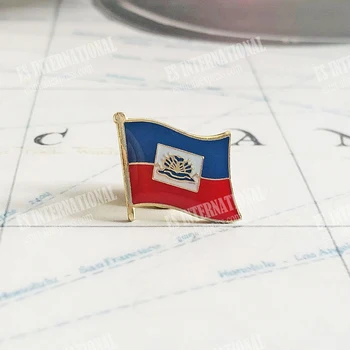 Haiti Bandeira Nacional Cristal Epóxi Metal Esmalte Insígnia Broche Coleção De Recordações Alfinetes De Lapela Acessórios Tamanho Do Papel1.6*1,9 cm