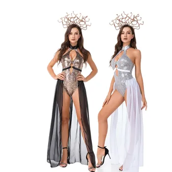 Halloween Cleópatra deusa grega Antiga Cleópatra Traje para as Mulheres Medievais Romano Princesa Hydra Bruxa Roupas de Cosplay
