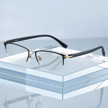 Handoer Titânio Puro Óculos de Armação Óptico Prescrição de Óculos UV400 Meio sem aro Mulheres de Óculos Feminino de Óculos