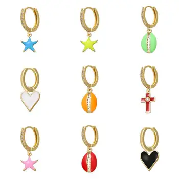 HECHENG 1piece mini estrelas, brinco de atacado para as mulheres da cruz concha de néon colorido jóia do estilo de acessórios de moda de 2020