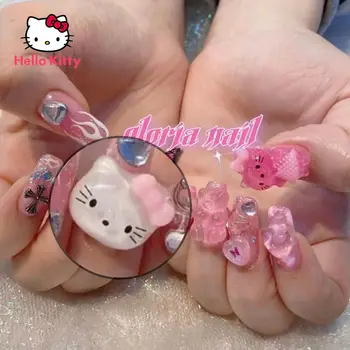 Hello Kitty Pequena Jóia Da Arte Do Prego Da Decoração Da Arte Do Prego Da Moda De Pedra De Strass Bonito Dos Desenhos Animados Etiqueta Do Prego