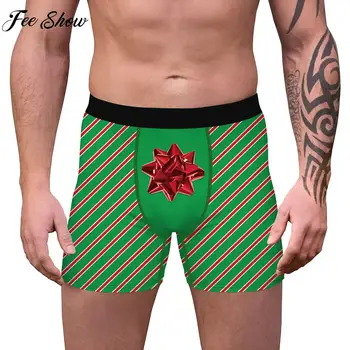 Homens Adultos Natal Shorts Roupa Interior Elástico Na Cintura Boxer Breve Elástico Respirável Cuecas De Natal Cosplay Festa De Pijamas