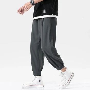 Homens Casual Oversize Calças 2023 Moda Harajuku Streetwear Calças Macho de Cor Sólida Clássico do Tornozelo-comprimento de Calças de Harém