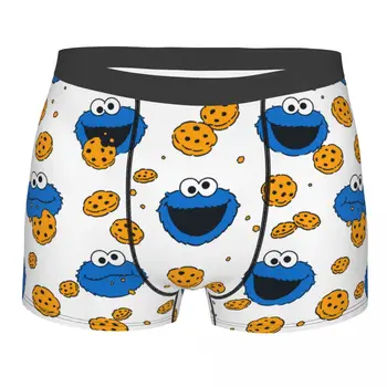 Homens Cookie Monster Cueca Engraçado Boxer Shorts, Cuecas Homme Macio Cuecas