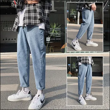 Homens de calças de Brim de Mens Calças de Design Simples, Alta Qualidade Aconchegante Todos-atender os Estudantes Diário Casual Reta Calças Jeans