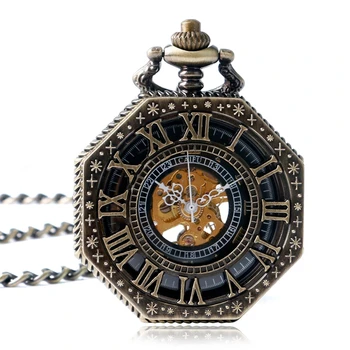 Homens Mão Mecânica do Vento Relógio de Bolso para Homens, Mulheres os Números Romanos Berloques de Relógio Escultura Steampunk Presentes Reloj De Bolsillo
