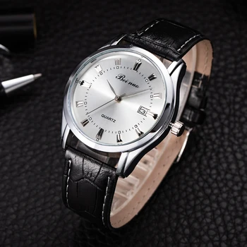 homens relógios de homens de alto luxo negócio de relógios de pulso a quartzo relógio pulseira de couro calendário hodinky reloj hombre relógio masculino