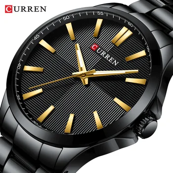 Homens Relógios de Luxo CURREN Marca de Moda de Aço Inoxidável de Negócios Mens Watch Quartzo relógio de Pulso de Homem Relógio Impermeável relógio