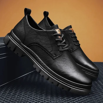 Homens sapatos lace zapatos hombr Britânico Outono de couro genuíno sapatos de plataforma Homens qualidade de sapatos homens Sapatos oxfords