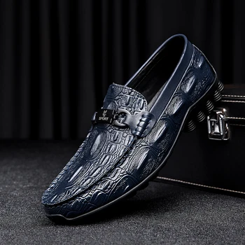 Homens Sapatos Mocassins 2022 Verão de Moda de Nova Barco Crocodilo padrão de Marca de Sapatos de Luxo Homem Confortáveis Mocassins de Couro Homens Casual Sapatos