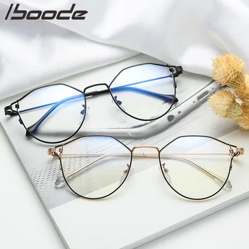 iboode Unissex Retrô Polígono de Metal Óculos Vintage Retro Óptico de Óculos Anti Luz Azul Transparente Armações de óculos