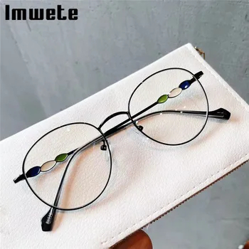 Imwete Metal Anti Luz Azul Óculos de Moldura para as Mulheres Vinatge Rodada Óculos de Homens, Óculos Oversized Quadro Colorido