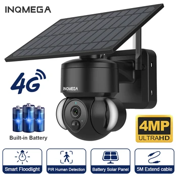 INQMEGA 4MP HD Câmera PTZ 4G SIM Solar da Câmera SENSOR de Detecção Inteligente de Luz Dia e Noite Cheia de Cores de Proteção de Segurança do CCTV