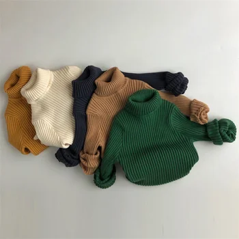 Inverno meninos e meninas de 5 cores de tricô de gola alta blusas de 1 a 7 anos as crianças roupas de crianças soft casual agasalho quente