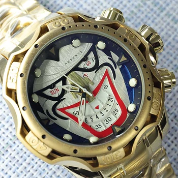 Invicta Original dos Homens Relógio de 54mm de Luxo Ouro Invencível Invicto de Quartzo Relógios de Homens de Grande Dial Dropshipping Relógio Masculino