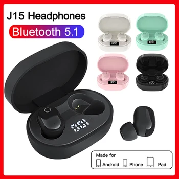 J15 TWS Fones de ouvido Bluetooth sem Fio Fones de ouvido EM Ouvido Estéreo com Cancelamento de Ruído de Esportes Fones de ouvido Com Microfone Fone Fones de ouvido hi-fi
